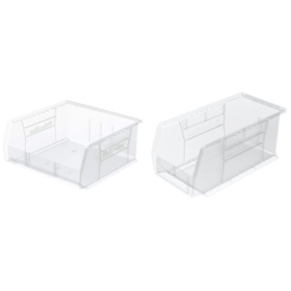Akro-Mils Plastic Hanging Stackable Storage Bins, Clear (30235 + 30230)