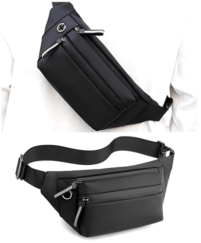 Image of WORLD STAR Fanny Pack for Men & Women - Slim Waist Bag with Adjustable Strap | Water Resistant Multi-Pocket Hip Belt Pouch for Running Travel Gym Cycling & Daily Use | Sleek Black Design