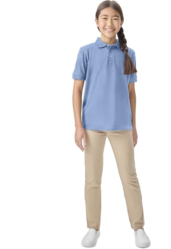 Image of Classroom School Uniforms for Boys and Girls Short Sleeve Pique Polo | Unisex Youth Shirt, Matching Ribbed Collar, Banded Sleeves, Three-button Placket, Comfortable Fit, School Uniform Essential