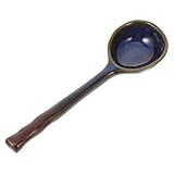 CLISPEED Japanischer Keramik Suppenlöffel Stilvoller Blauer Dessertlöffel Glatte Oberfläche Praktische Tischdekoration für Restaurant und Zuhause Einfache Reinigung