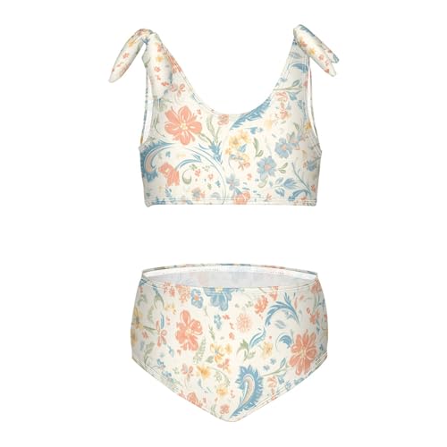 KLL Paisley Floral Damask Pattern Girl Two Piece Bikini Set Beach Bathing Suit Swimming Suits Adjustable Strap