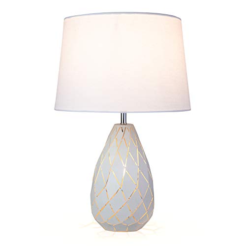 Lighting Supermarket Origami Modern Metal Geometric Table Lamp and Shade - Living Room - Bedroom/Bedside (White)