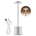 Produktbild USB Wiederaufladbare LED Tischleuchte,Dimmbare Schnurlose Tischlampe für Restaurant, Metall Aluminium Touch Nachttischlampen,360° Leuchtmittel für Schlafzimmer,Garten und Terrasse, Silber