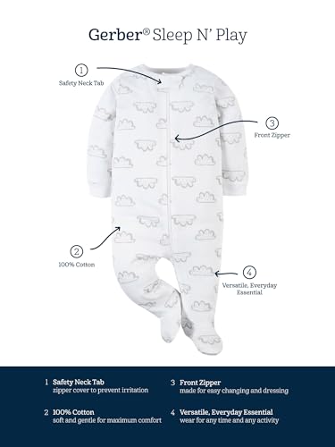 Image of Gerber Baby Boys' 4 Pack Sleep 'N Play Footie