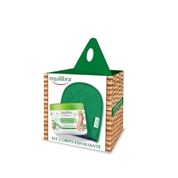 Equilibra Kit Scrub Corpo Rimodellante Esfoliante anti-cellulite tonificante naturale con sale marino e guanto scrub incluso per pelle nutrita e levigata