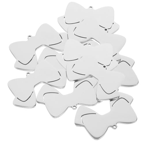 TOYANDONA 10 Placas de Identificación para Perros de Acero Inoxidable, Forma de Lazo Doble Capa, Tamaño 50 Mm, Color Plateado, Accesorios para Collares, Etiquetas Personalizables