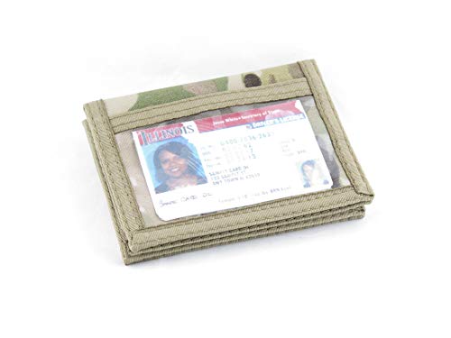 Dual Sided ID Holder. Minimalist Front Pocket. Purse Wallet. Slim. Hook n Loop. USA Made (Multi-Cam)