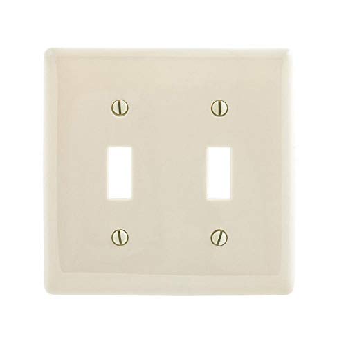 Hubbell 2-Gang Light Almond Toggle Jumbo Nylon Wall Plate Npjj2Laz #TOP9