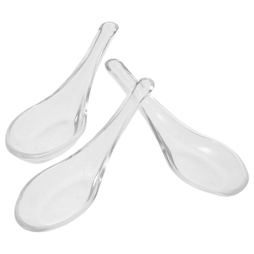 VERDANVERSE 3 Pezzi Cucchiai in Vetro Trasparente Riutilizzabili per Dessert e Zuppe Cucchiai Piccoli per Buffet Catering e Cucina Resistenti ad Alte Temperature Essenziali per Yogurt e Piatti