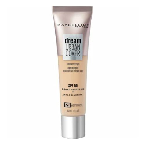 Maybelline New York, Base de Maquillaje con SPF50 y Antipolución, Dream Urban Cover, Tono: Warm Nude (128), 30 ml