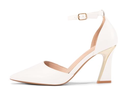 Image of Womens Pumps Point Closed Toe High Heels Ankle Strap Heeled Sandals | Adjustable Buckle Strap, Wedding, Party, Comfortable, Dress Shoes, Business Casual