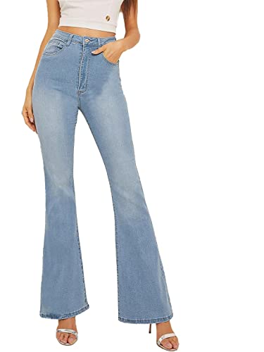 Image of KOTTY Flare Bottom Jeans for Women - Stylish Slim Fit with Bell Shape Leg