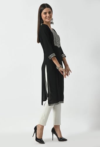 Image of LIBOZA Kurta for Women - Embroidered Ladies Kurti, Stylish Girls Top, Ethnic Full Kurtas, Straight Design Kurtis for Woman