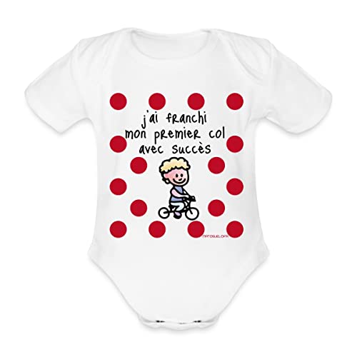 Spreadshirt® J'Ai Franchi Mon Premier Col Body Bébé Bio Manches Courtes, 3-6 Mois, Blanc