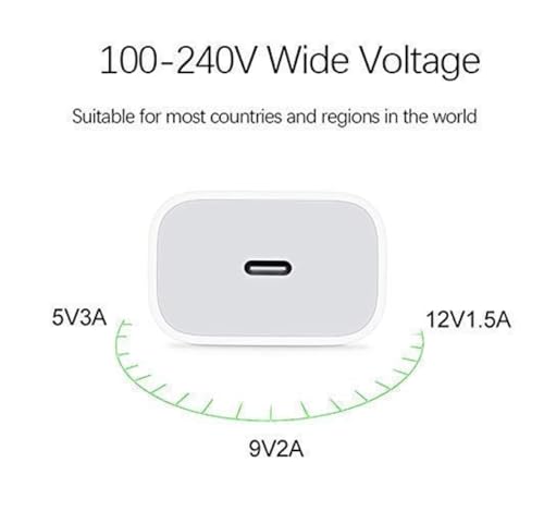 Image of Adapter Compatible for Apple 20W USB-C Power Charger for iPhone, iPad & AirPods, White