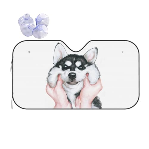 サンシェード 犬 柴犬 車 フロントガラス 遮光 断熱 Uvカット 劣化防止 吸盤2個付 簡単着脱 コンパクト収納 2サイズ選択