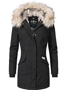 Navahoo Cristal Parka d'hiver pour Dame avec Une Capuche en Fourrure synthétique Noir S