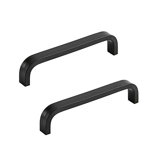 BOZONLI 2 pcs Aluminum Alloy Kitchen Cupboard Handles Cabinet Handles Drawer Handles Bathroom Handles Black (Hole Spacing 96mm)