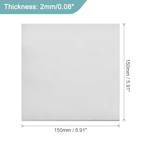 Image of uxcell 1Pcs GR2 Titanium Plate Sheet, 150x150x2mm Titanium Alloy Metal Sheet for Industrial Machinery Metalworking (6 inchx6 inchx0.08 inch)