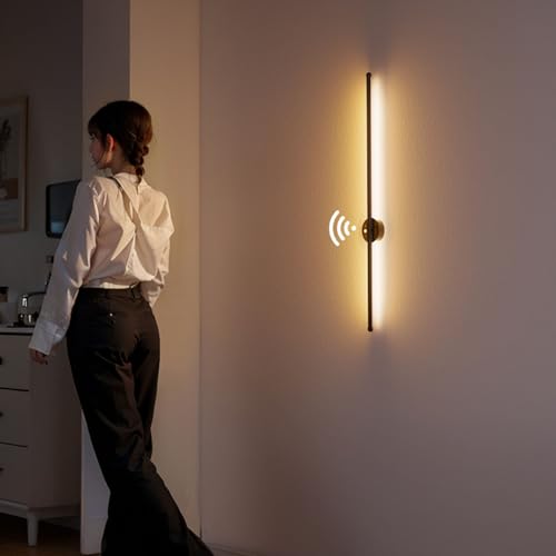 Apliques de pared LED regulables de 80cm con sensor de movimiento negro 2