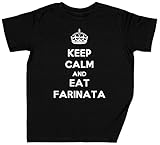 Keep Calm and Eat Farinata Negro Niños Chicos Chicas Camiseta Unisexo Tamaño XL Black Kid's Boys Girls tee Size XL