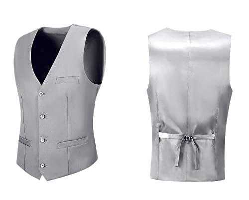 WOMS Mens 2 Pieces Suits Vest Pants Set Slim Fit Wedding Groomsmen Suit for Men Formal3