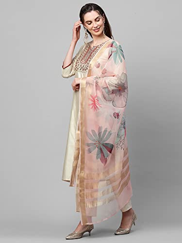 Image of INDO ERA Women's Cotton Blend; Organza & Rayon Kurta Palazzo With Dupatta Set