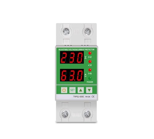 Protector contra sobretensiones y bajo voltaje digital de carril DIN 230V con rele de 63A