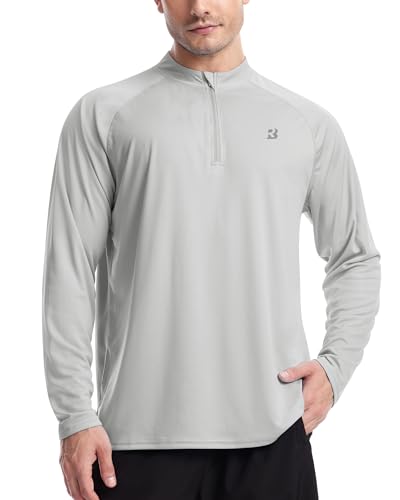Roadbox Men's 1/4 Zip Pullover Long Sleeve, UPF 50+ UV Sun Protection Shirts, Swim Rash Guard Tops for Running Fishing