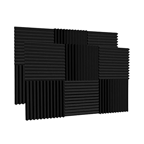 Acoustic Panels 12 Pack Sound Proof Foam Panels 1" X 12" X 12" Acoustic Foam Fire-Retardant Soundproofing Padding Studio Wedge Tiles for Wall and Door - Charcoal
