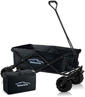 Nasscarts, Foldable Beach Cart with Bonus Cooler Bag - Off-Road Wagon, Multi-Terrain Trolley, Collapsible, Folding Handcart - Great for Shopping, Gardening, Camping, Fishing - 80 kg Loading Capacity
