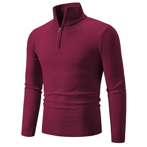 Mens Slim Fit Zip Up Sweaters Casual Knitted Turtleneck Men Pullover Polo Business Casual Sweater2