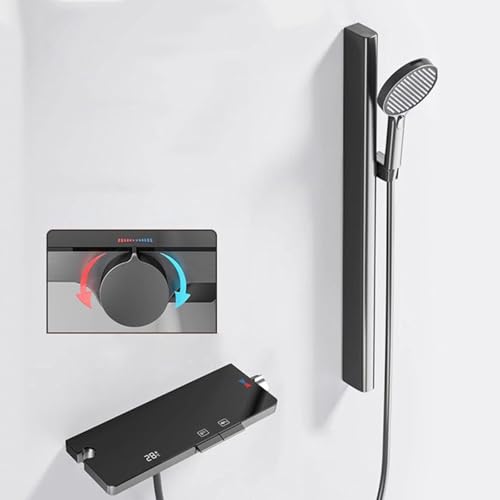 Mélangeur de douche à bain mural gris et blanc moderne avec affichage LED LWX
