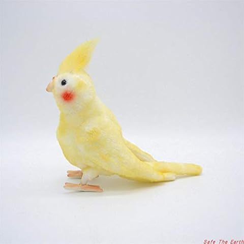 TAMMYFLYFLY Lifelike Cockatiel Parrot Bird Plush Stuffed Animal Toy Yellow Bird Cute Animal Model Cover