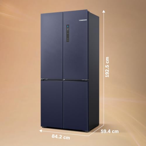 Image of Bosch 503L, Frost Free 4 Door Side-by-Side Refrigerator with Perfect fit technology,Zero Gap, Prevents wall collision,VitaFresh Plus Technology(2026 Model, KCP88E256I, Dark Lake Metal)