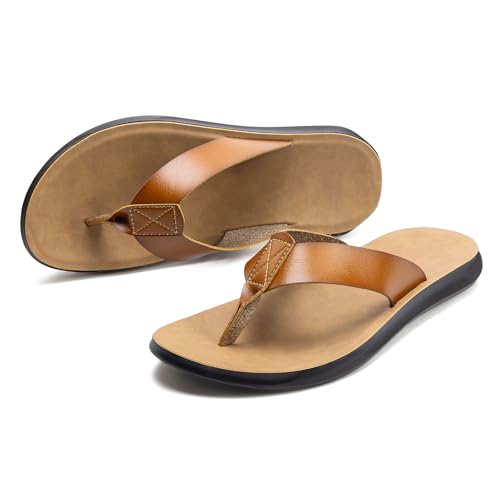 Summer men's leather sandals are the ideal flat slip-on flip-flops for casual beach outings, suitable for relaxation and leisure use. Size 5-11