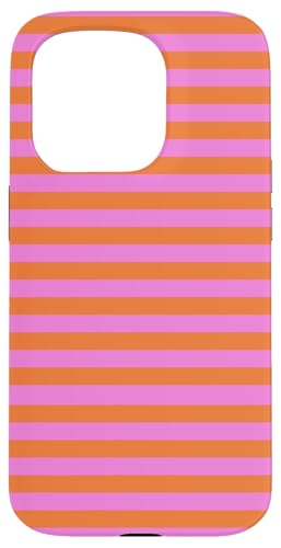 Orange and Pink Stripes Geometric Horizontal Lines Pattern X}zP[X iPhone 15 Pro p