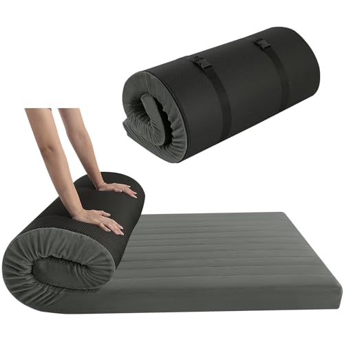 MeMoreCool Aufrollbare Bodenmatratze für Einzelbett, hochdichter Schaumstoff, tragbare Futon-Matratze mit