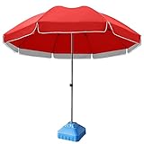 JYCCH Sombrilla, Sombrilla de Playa, Sombrilla de Mercado, Sombrilla Plegable Grande de Doble Capa, Sombrilla de Tela, Sombrilla Comercial, 2,8 m, 3 m, con Base (Opcional) (Rojo+Base 300