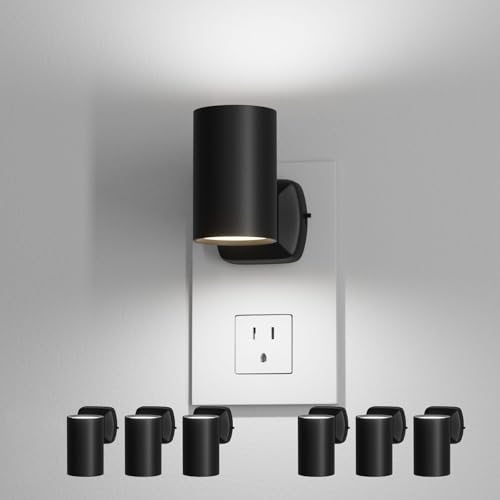 Image of Night Lights Plug into Wall: ETL Night Light Plug in - LED Dimmable Night Light Dusk to Dawn Light Sensor, 5700K Cool White, Adjustable Brightness, Wall Lights for Bedroom, Hallway, Stairs - 6 Pack