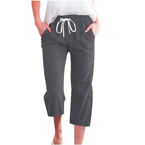 EQWIGKEIT Pantalones 3/4 para mujer, pantalones capri de tres cuartos con bolsillos, hasta la rodilla, pantalones de senderismo, informales, transpirables, ligeros, de verano, cómodos, cortos para