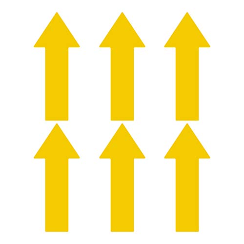 Litemark Durable Gloss Finish Yellow Large Wide Arrow Decal Vinyl Stickers | Great For Floors, Ceilings, Walls, And Most Smooth Surfaces | (Pack Of 6 Arrows) #TOP12