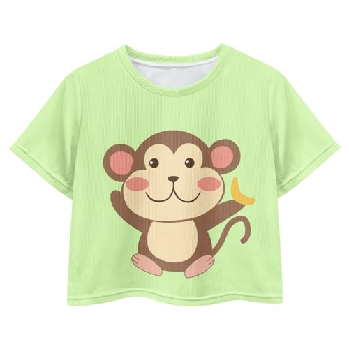 Image of Girls Crop Tops Cute Short Sleeve Shirts Fashion Tees for Kids Casual Crewneck Blouses Size 8-16 Years
