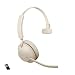 Produktbild Jabra Evolve2 65 Wireless PC Headset  Noise Cancelling Microsoft Teams Zertifizierte Mono Kopfhörer mit langer Akkulaufzeit  USB-A Bluetooth Adapter  Beige