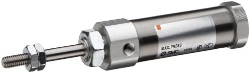 SMC NCDJ2D10-100-B Stainless Steel Air Cylinder, Round Body, Double Acting, Double Clevis Mounting, Switch Ready, Rubber Cushion, 3/8" Bore OD, 1" Stroke, 0.157" Rod OD, 10-32 UNF
