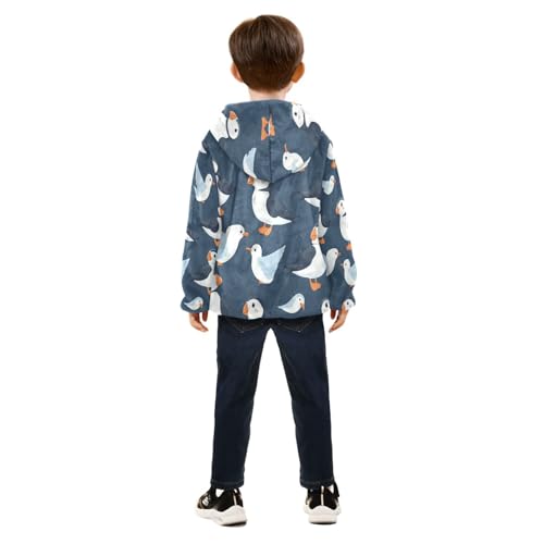 Birds Flying in Pattern Toddler Fleece Jacket Girl Boys Hooded Fleece Jacket Coat Warm Outwear Zip-up 3-10T4