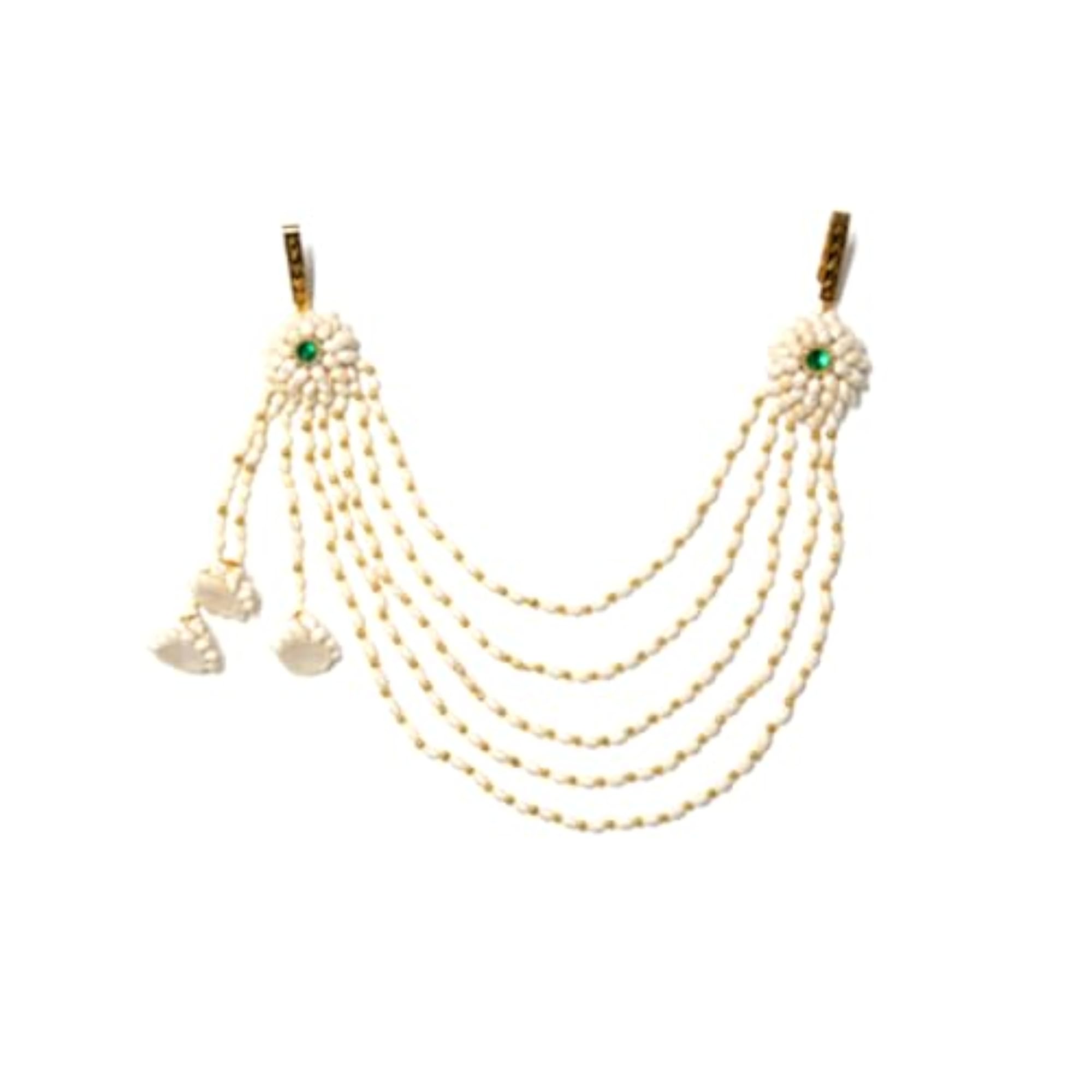 Mogra Flower Jewellery Set with Green Stone Studs