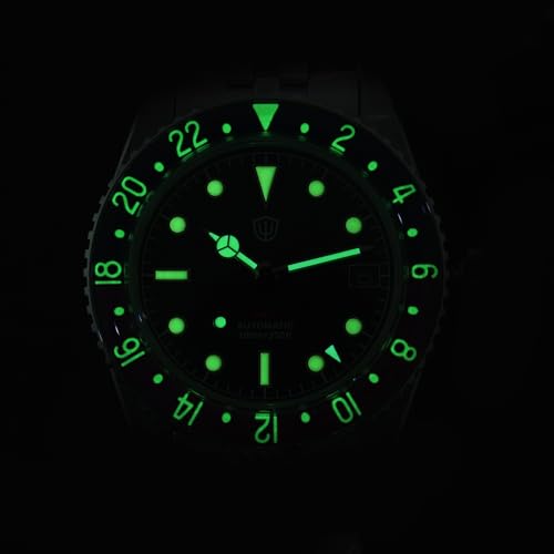 Image of watchdives GMT Watches for Men, WD6542 Men Watch NH34 Automatic Wristwatch 38mm Bubble Domed Sapphire Crystal Watches 100M Waterproof Watch