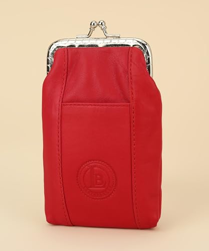 Leatherboss Genuine Leather Cigarette Case Pack Holder Regular or 100\'s Lighter Pocket, Red