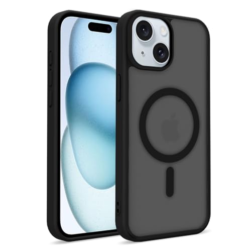 Image of for iPhone 15 Case | Frosted Translucent Hard Back Cover | Slim Translucent Matte Shockproof | Compatible with Mag-Safe (Black)